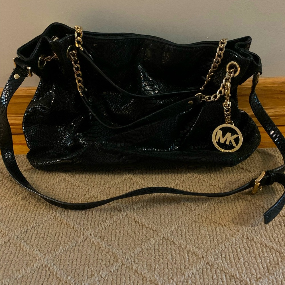 Black snakeskin-print Michael Kors crossbody bag